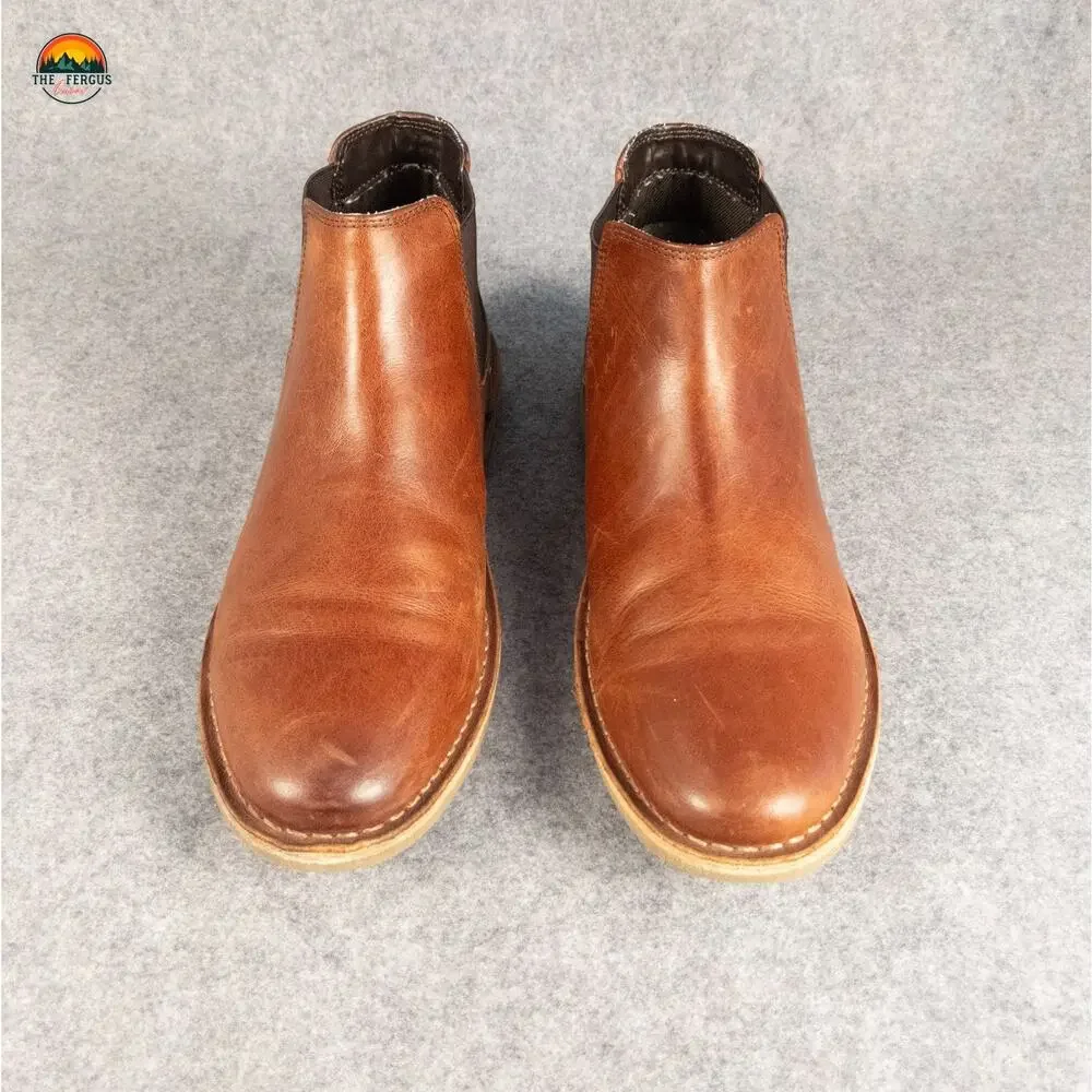 Kenneth Cole Reaction Chelsea Boots Brown Leather Pull-On Classic Men's Size 10